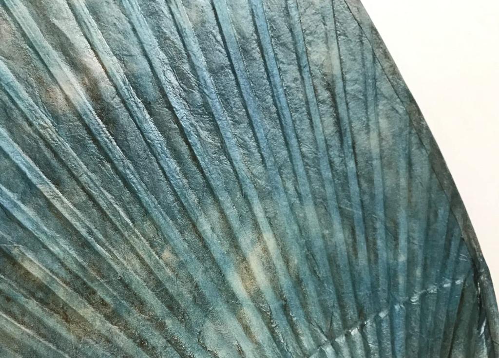 Shibu-Kaki Natur Gefertigt in Marugame Uchiwa Fächer, Gerbstoff, Bambus, Japan, (blau)