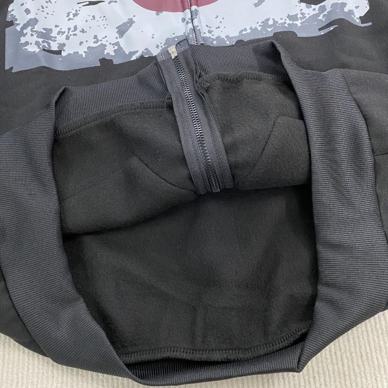 Y2K street punk print loose long sleeved zipper cardigan hooded sweatshirt