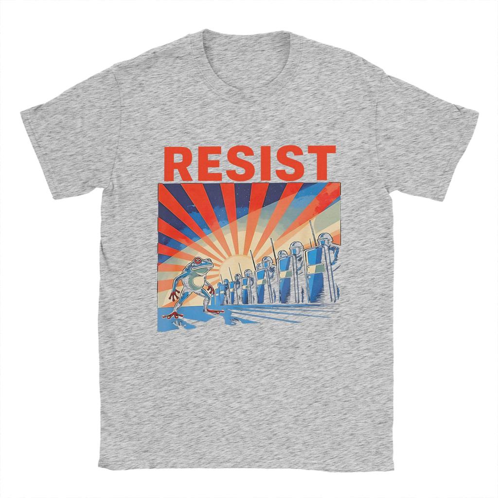 Resist Portland Frog Protest T Shirt Summer Trendy Cool T-Shirts Men Cotton Crew Neck Plus Size Top Tees Short Sleeve Y2K Tshirt
