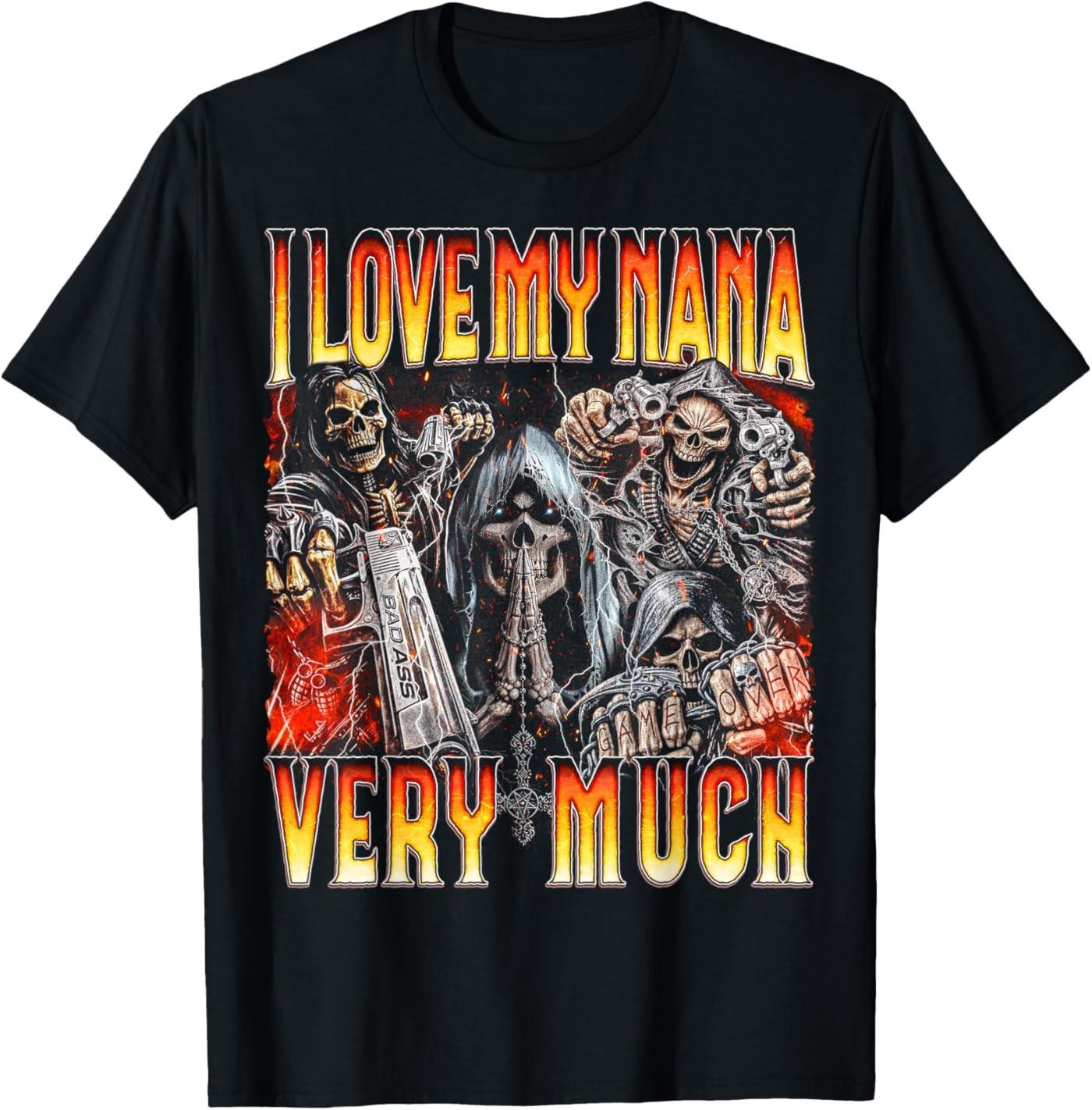 I Love My Grandma - Edgy Skeleton Hard Skeleton Meme T-Shirt S