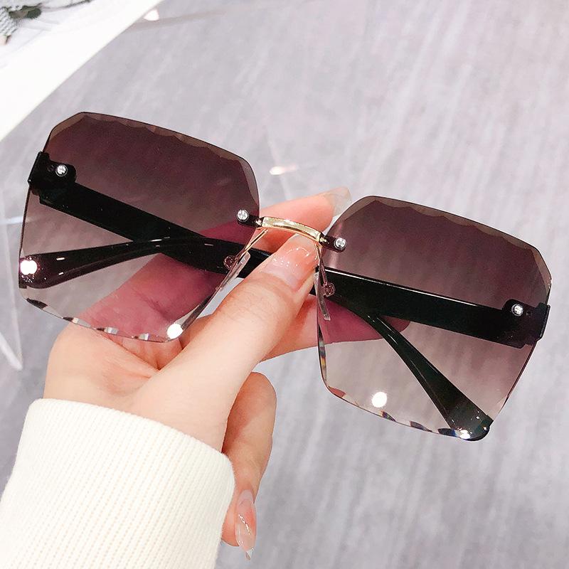 Frameless Trimmed Women'S Sunglasses Large Frame Fashion Uv-Proof Sunglasses Men'S Trend Street Sunshade Glasses