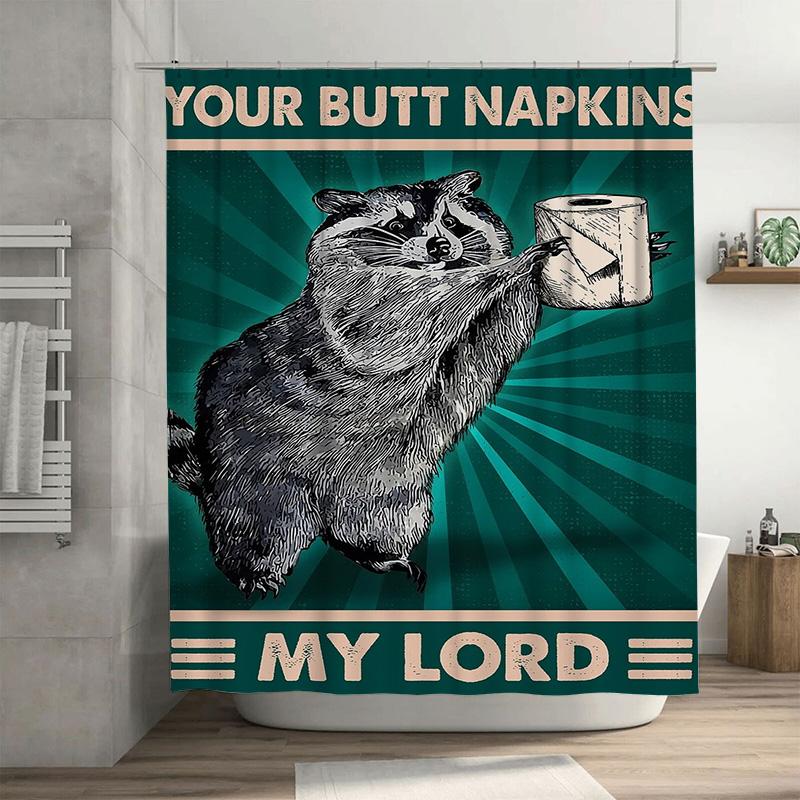 

Creative Cartoon Animal Print Shower Curtain Funny Bathroom Decor Unique Home Accessories for Kids Bathrooms Green Color Option 90x180cm