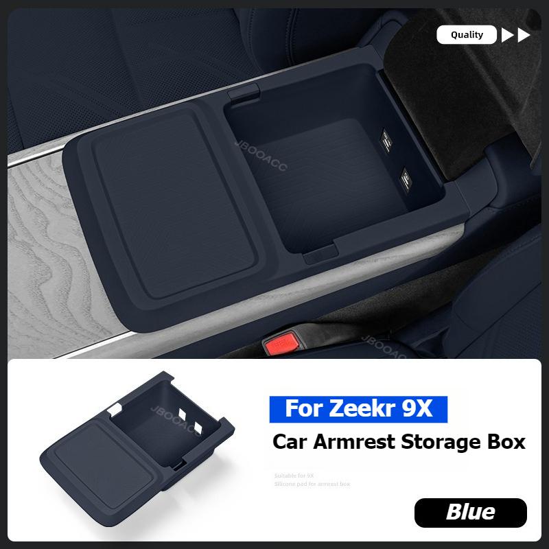 For Geely ZEEKR 9X 2025 2026 Car Center Console Armrest Storage Box Case Silicone Organizer Case Car Accessories Dustproof Pad