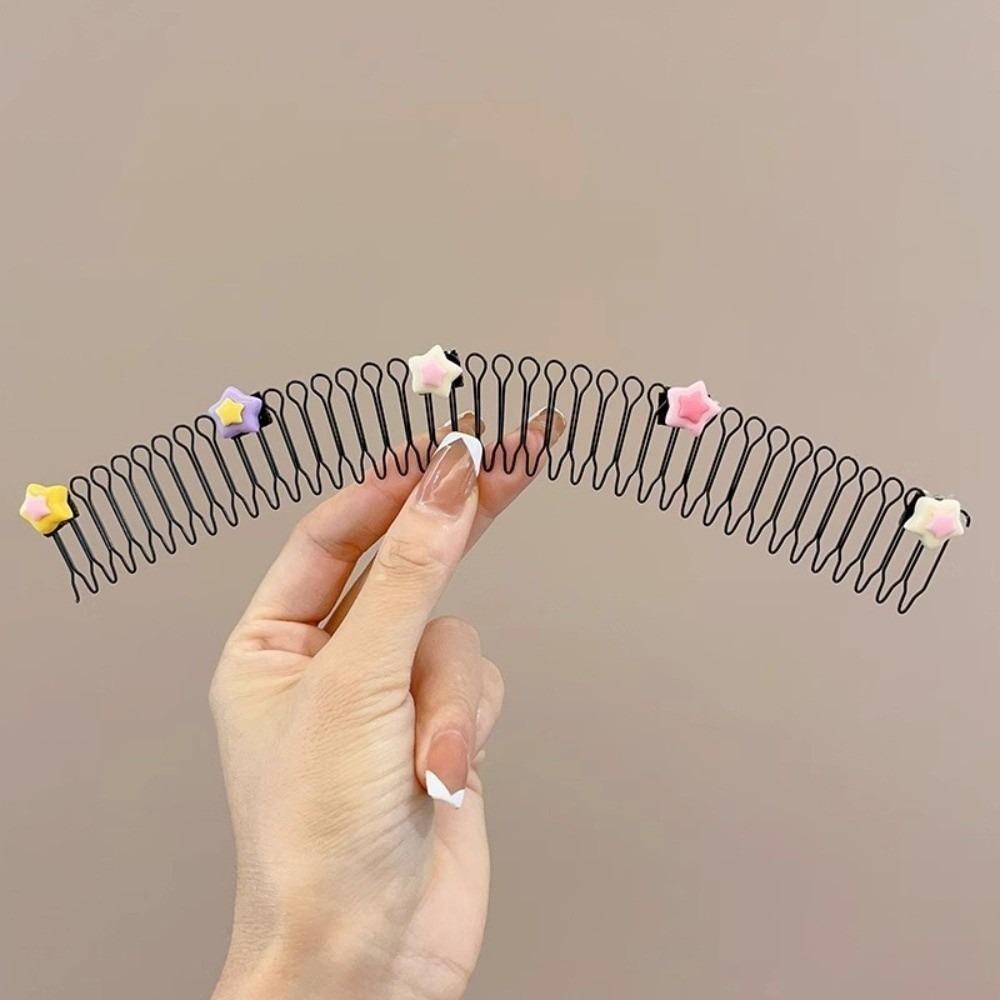Nuovo pettine colorato a forma di cuore, pettine per capelli a estrazione a forma di stella, fascia per capelli con fiocco, filo invisibile, copricapo antiscivolo, per bambini e bambine