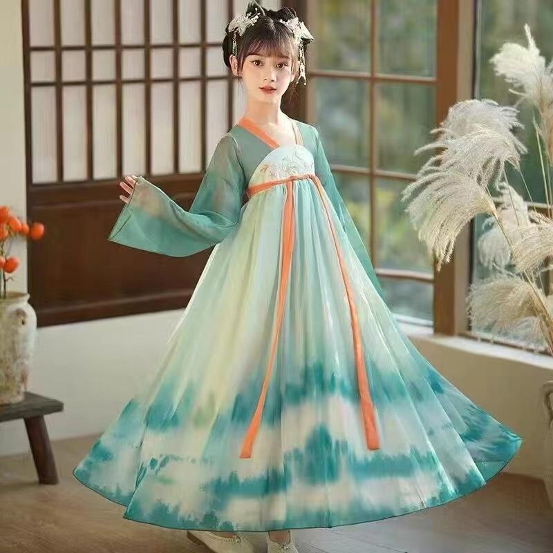 Retro Chinese Hanfu Dress Imitation Chinese Tang Dynasty Girls Dress