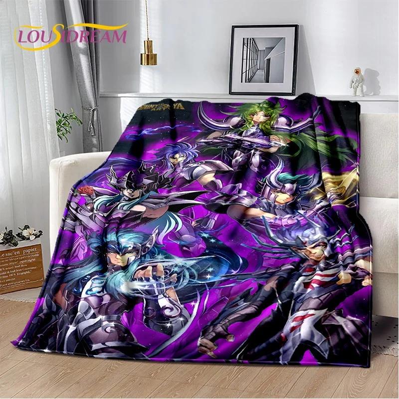 Animacinis Saint Seiya 3D Retro Anime HD Minkšti pledai, Šiltas flanelinis pledas piknikui, lovoms, sofai, namams, miegamajam, dovanos vaikams