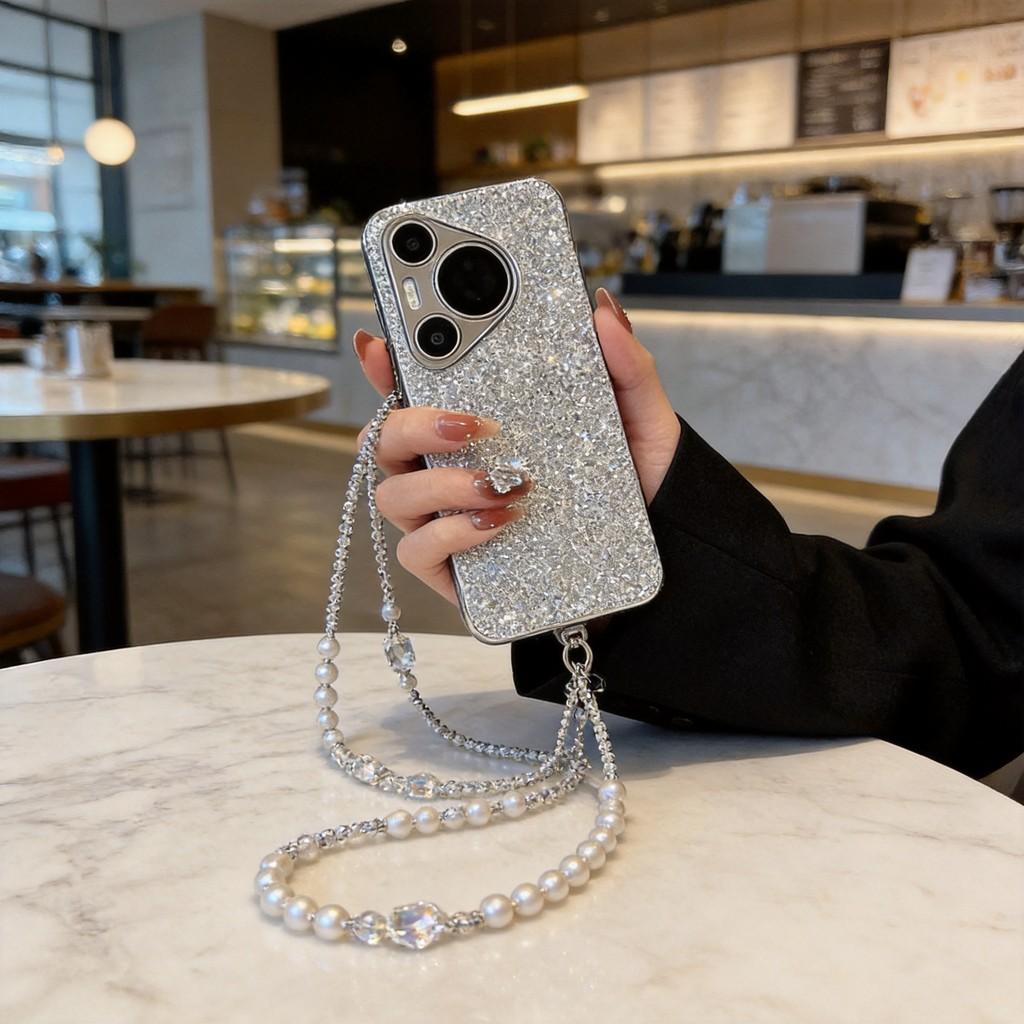 Elegant Crystal Beaded Phone Lanyard With Pvc String For Women And Men