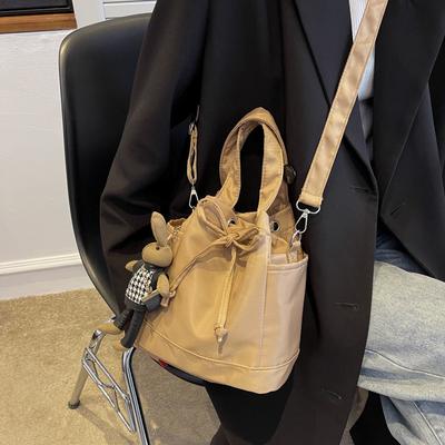 Bucket Bag 2025 New Shoulder Messenger Handbag Cute Small Cylinder Bag Japanese and Korean Style Drawstring Bag Hand Bag