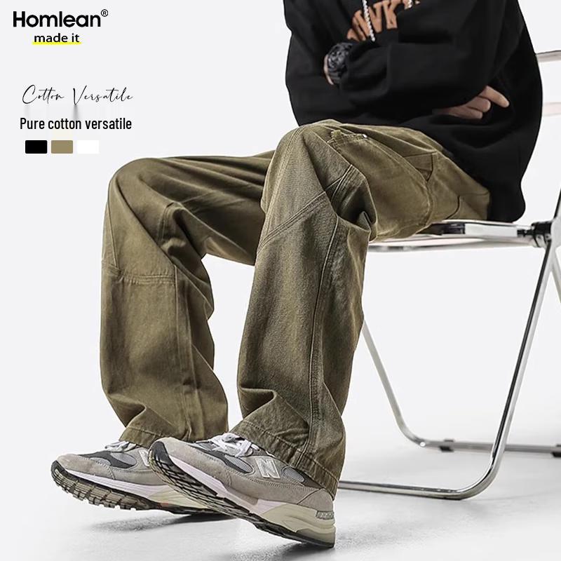Homlean Men's American Style Cotton Loose Cargo Pants HS60