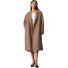 Solid Color Lapel Mid-Length Coat Women Coats Camel 44PL571