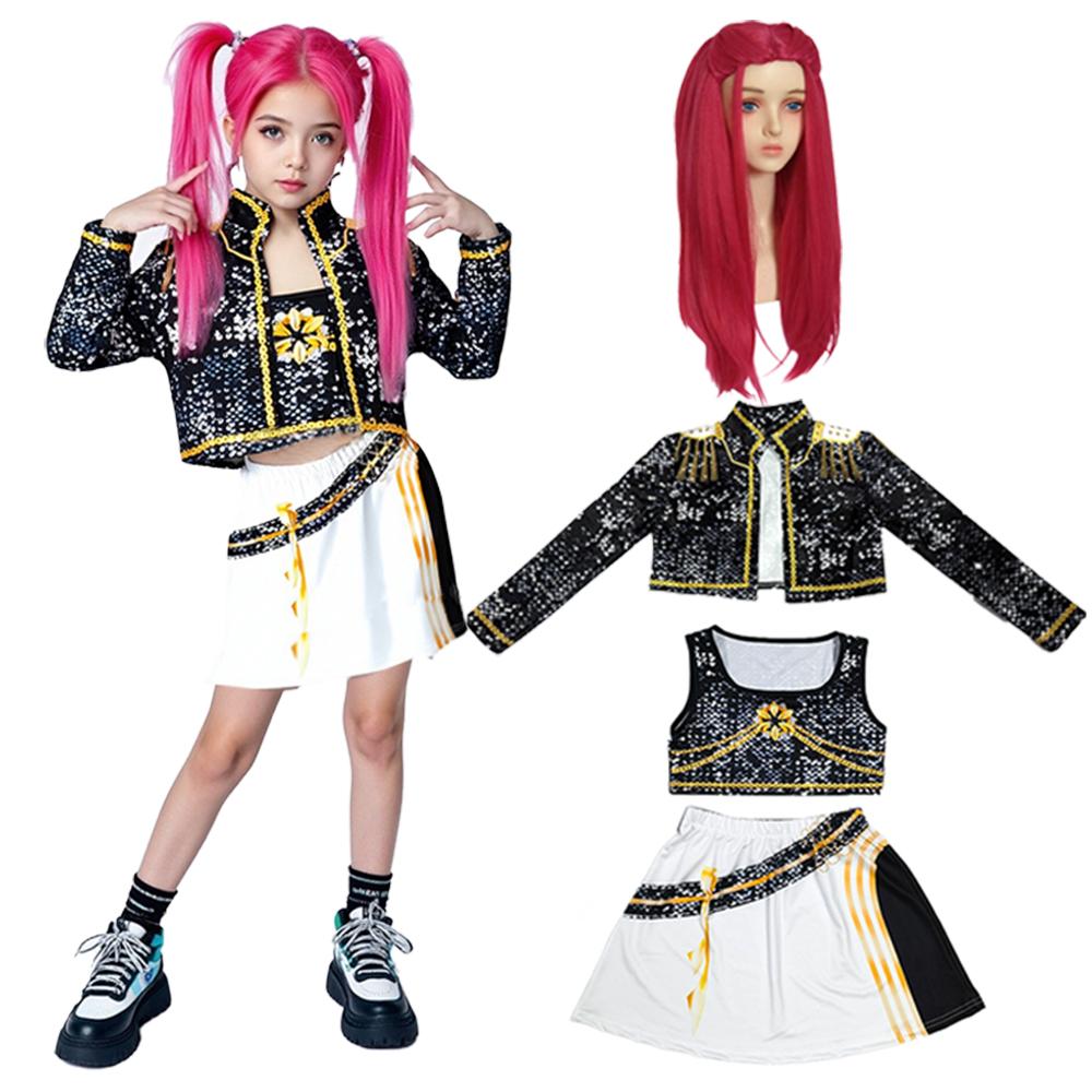 Girls Halloween Costume Mira Cosplay Kpop Warrior Costume Wigs Christmas Clothes Idol Group Star Singing And Dancing Artist Suit