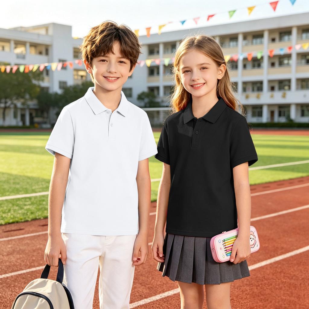 Kids Quick Dry Shirt with Collar, Short Sleeve Sports T-Shirt for Boys and Girls