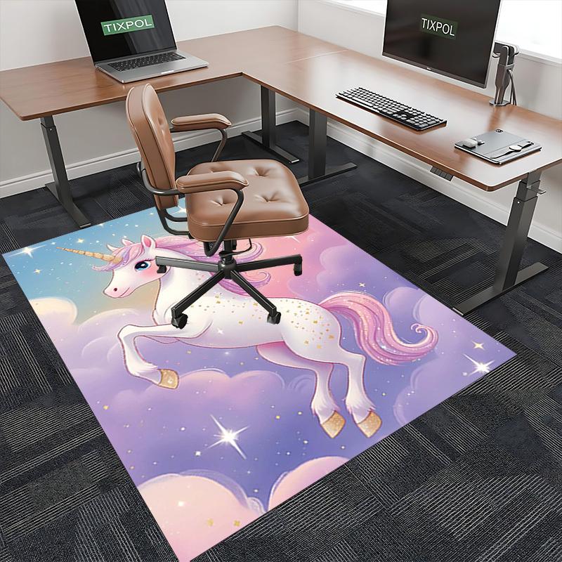 1pc Unicorn Fantasy Office Chair Mat - Anime Cartoon Design, Non-Slip Carpet for Home Decor, Suitable for All Seasons, Perfect Gift for Festivals.H012