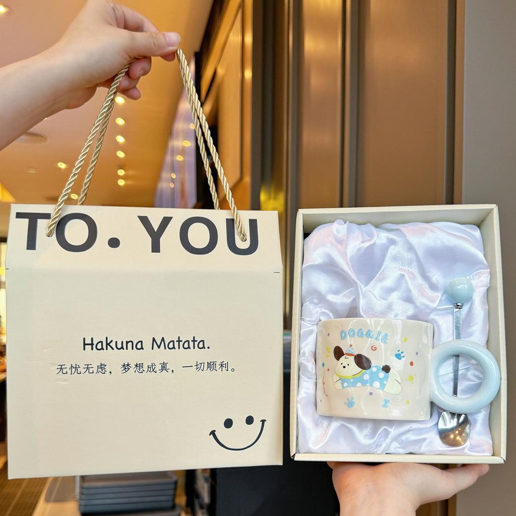 Mädchen Geburtstagsgeschenk Welpen Tasse Keramiktasse Souvenir Praktische Geschenkbox Neue Wassertasse Junge Paar