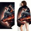 Flaming Wolf Head Art Beach Towel Fantasy Animal Print Soft Quick-Dry Large Bath Towel For Travel Swim Pool Home Decor