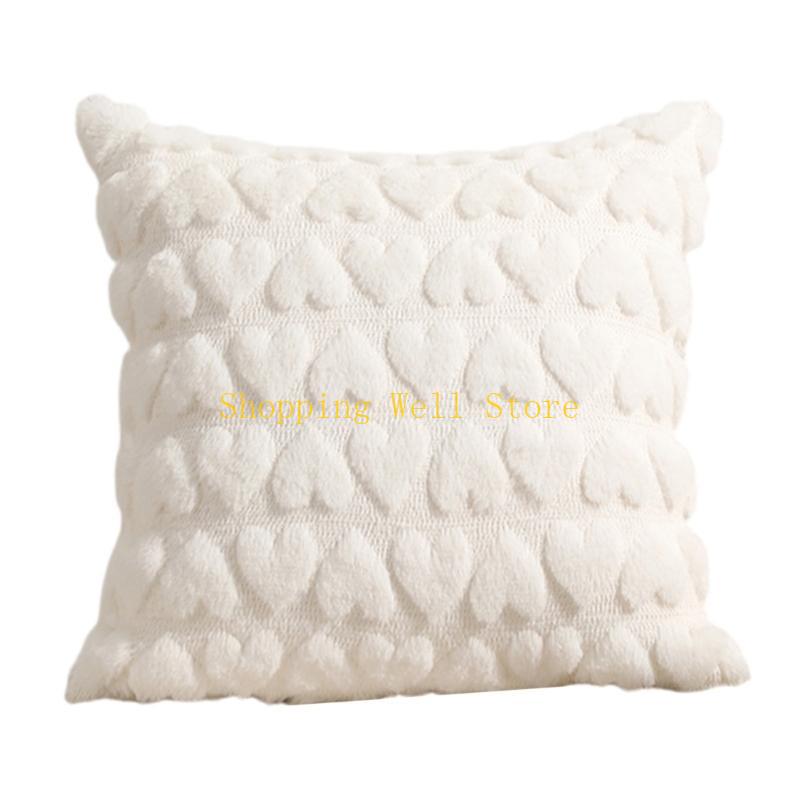 KX4B Romantics Love Heart Embroidery Pillowcase Plushes Cushions Cover Home Decoration