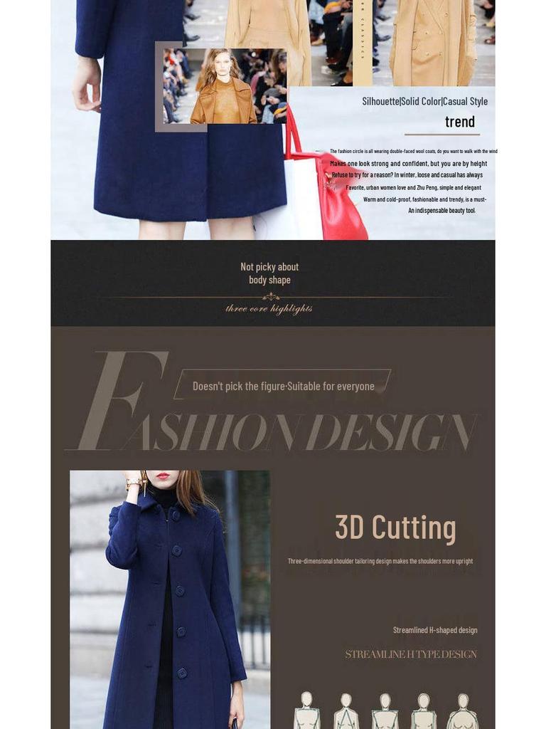 Women's British-Style Slim Fit Woolen Coat, Medium Length