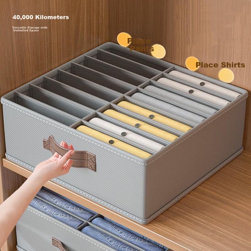 40,000 Kilometers Foldable Double-Row Divider Clothes Storage Box Underwear Drawer Dustproof Pants Organizer Box for Home