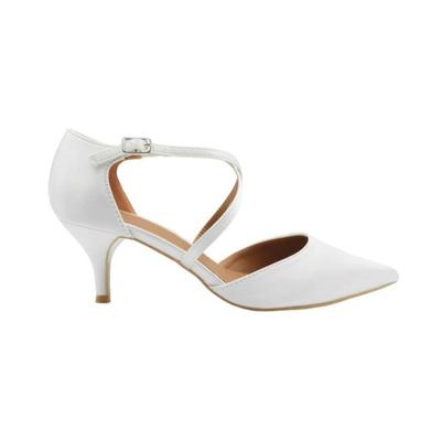Womens/Ladies Kennedi Satin Crossover Strap Wide Kitten Heel Shoes