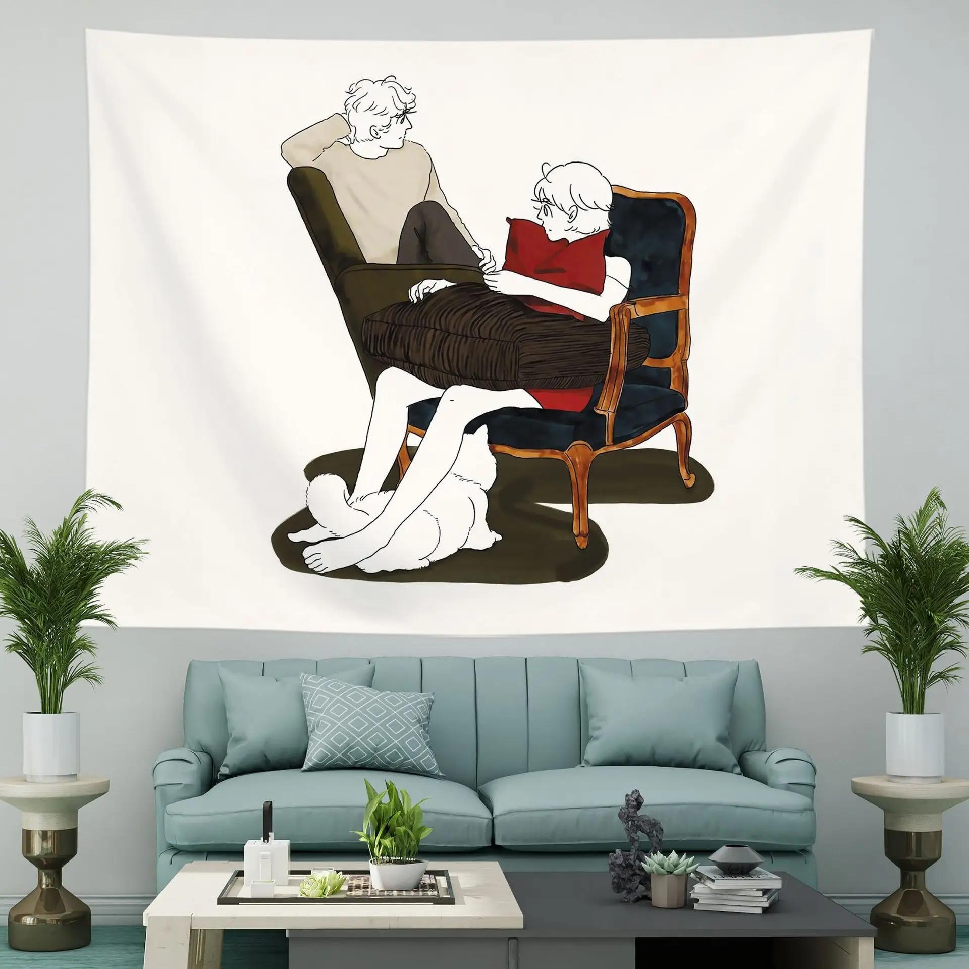 

Парные комиксы Простой гобелен Спальня Гостиная Гобелен Украшения для дома Настенный гобелен 100x75cm