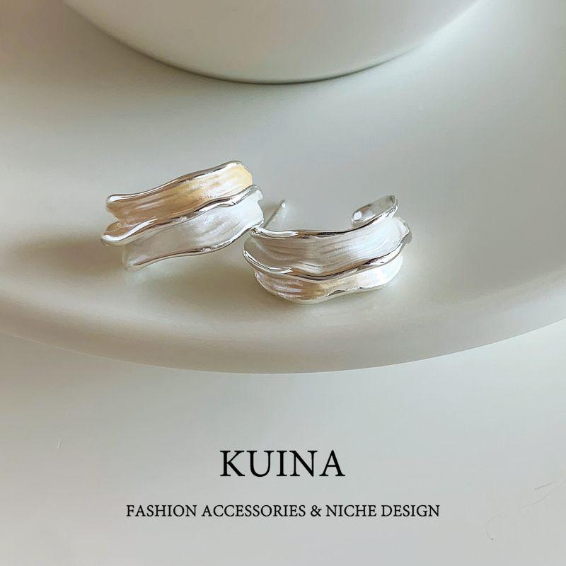 

Нишевый стиль Уникальные серьги-кольца из белой эмали Женские Доступная роскошь Причудливые Элегантные Щедрые серьги Иглы из стерлингового серебра Серьги As Shown in Pictures