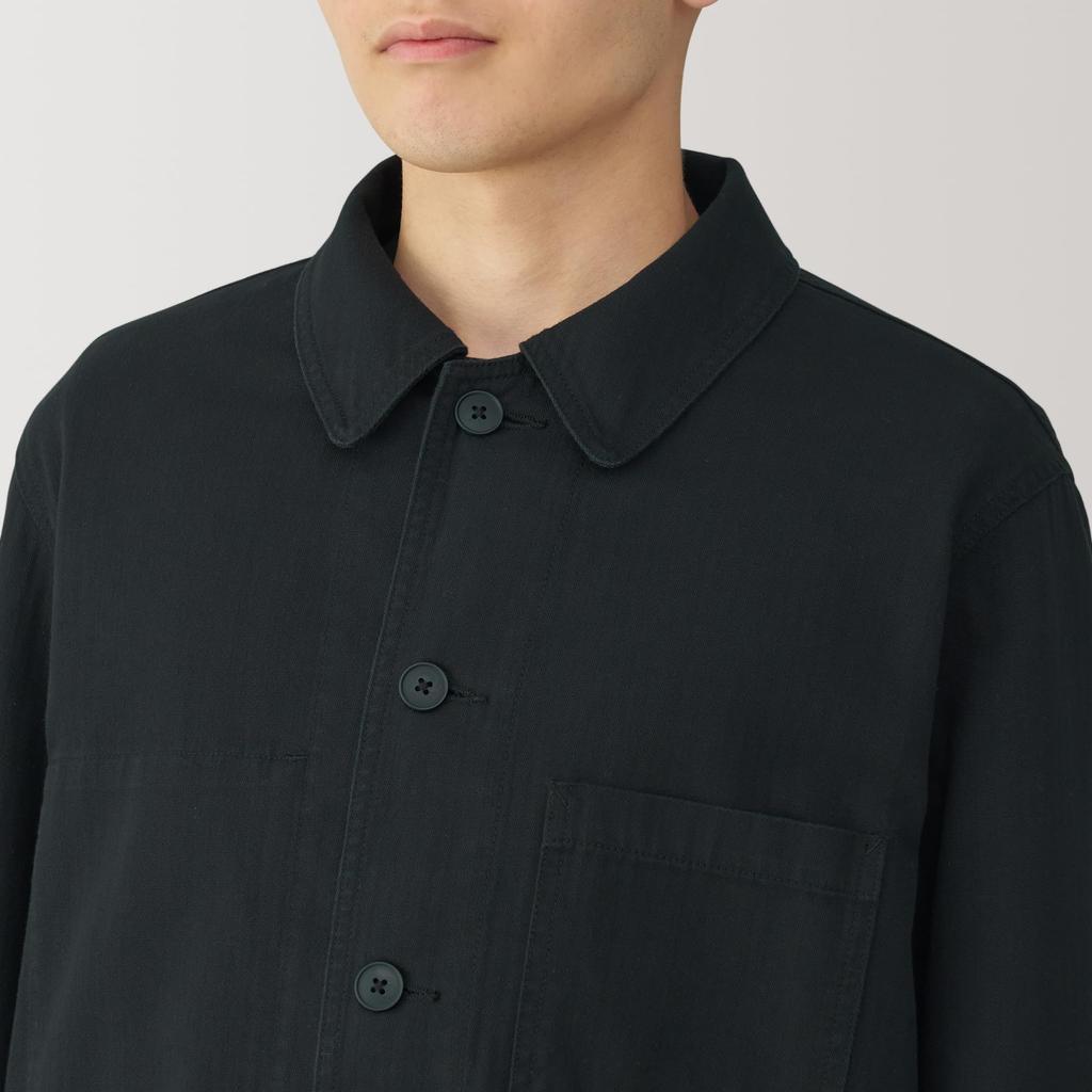 MUJI Men's Kapok Blend Herringbone Coveralls (AD0WLA5S) Black, Size XL
