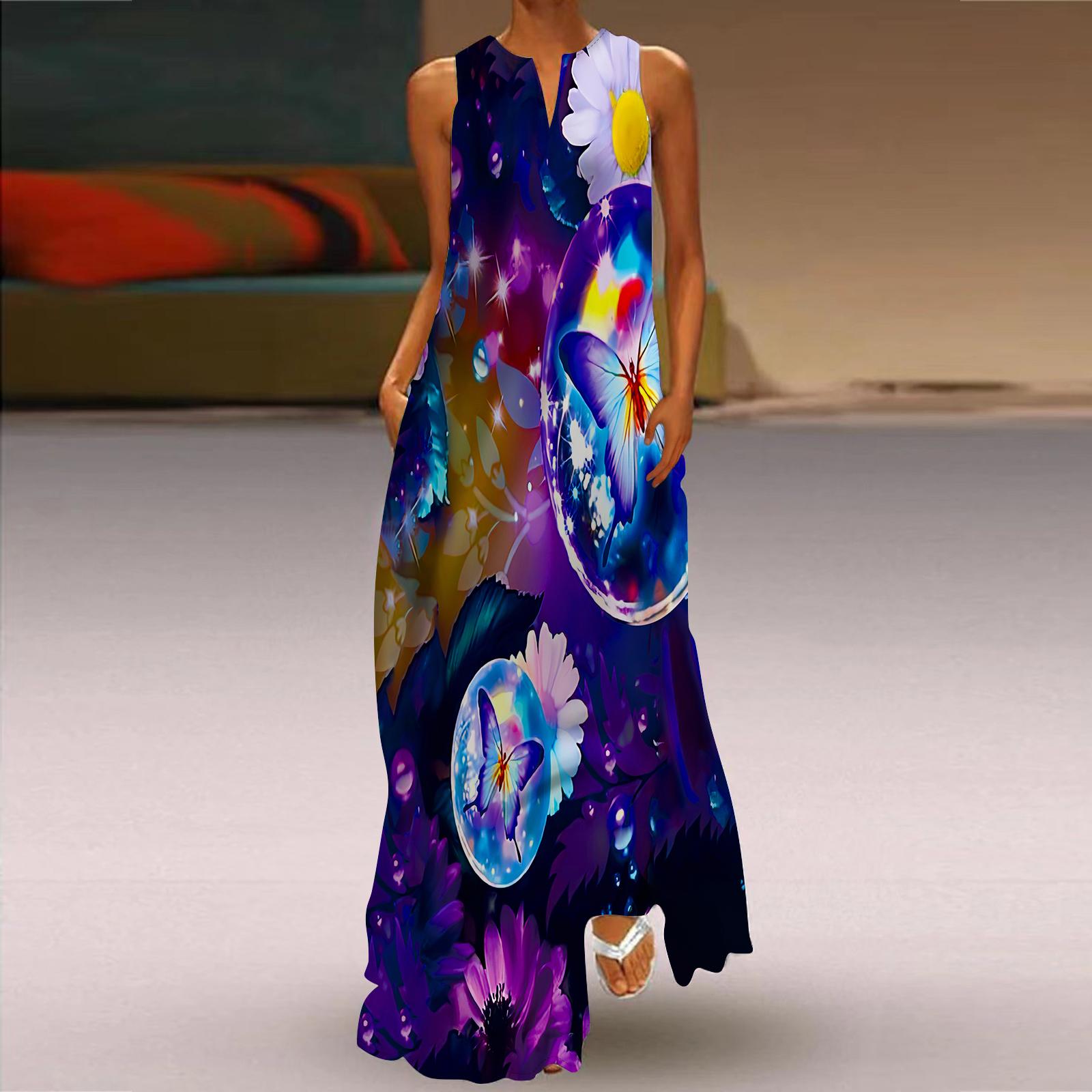 

Женское платье-трапеция Макси с длинными рукавами, розовый цветочный принт, осень/зима, v-образный вырез, элегантный стиль в стиле ретро 7XL темно-синий