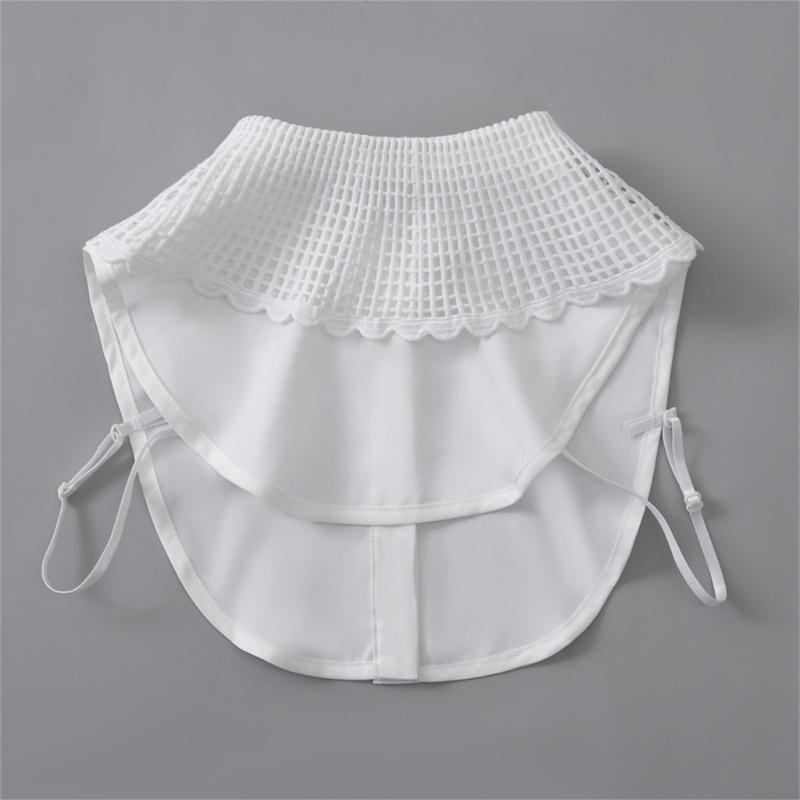 Breathable Cotton Polyester False Collar With Peplum Shoulder Design Easy To Wear Fashion Neckpiece For Daily Outfits