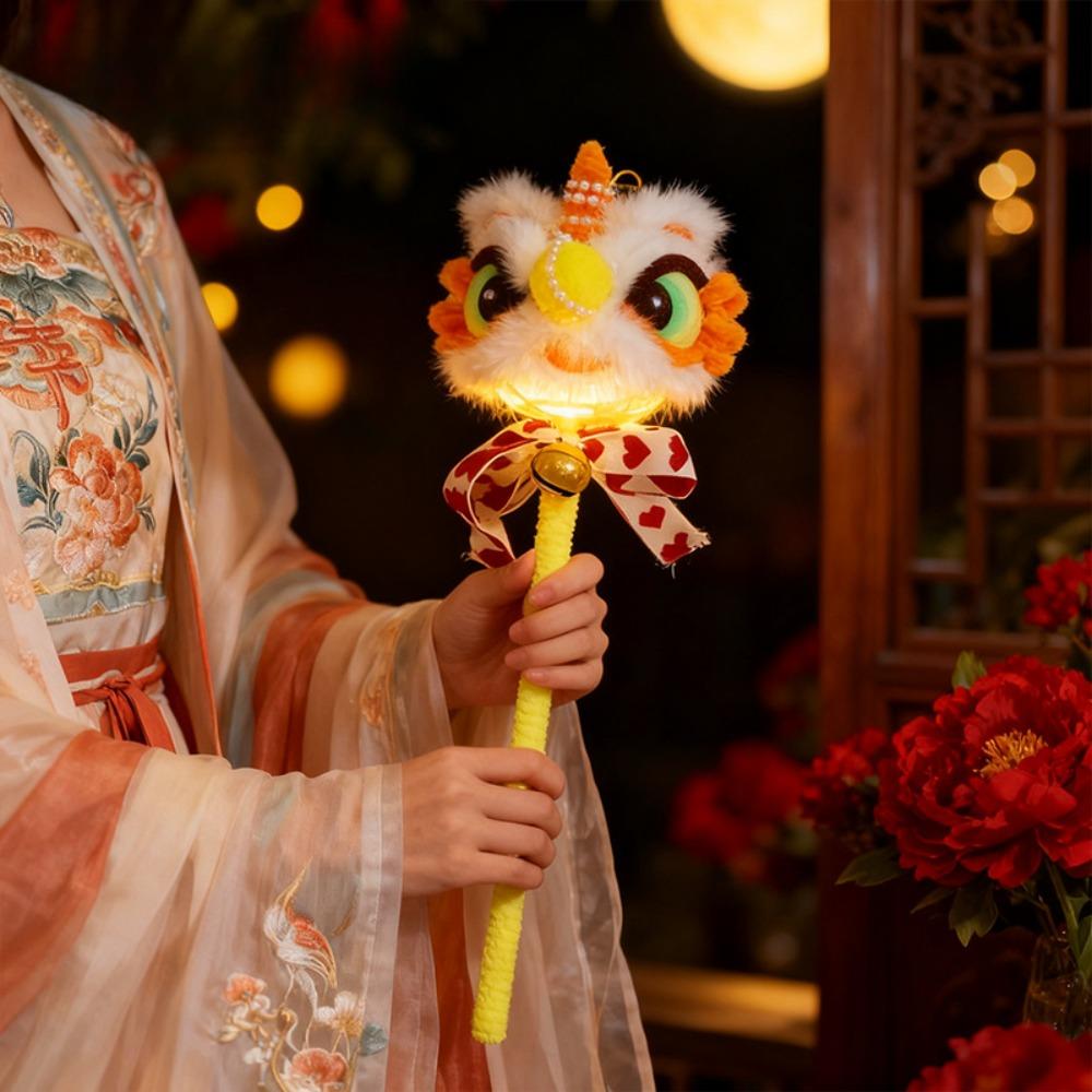 Handmade Handheld Lion Lantern Personality Red Color Glowing Lion Dance Lantern Decoration Hanging Lion Ornaments Purple Color