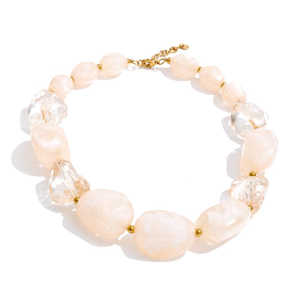 Yhpup 2026 Arrivals Acrylic Resin Chain Statement Necklace Waterproof Handmade Jewelry Green Blue Beige Yellow Amber Accessories