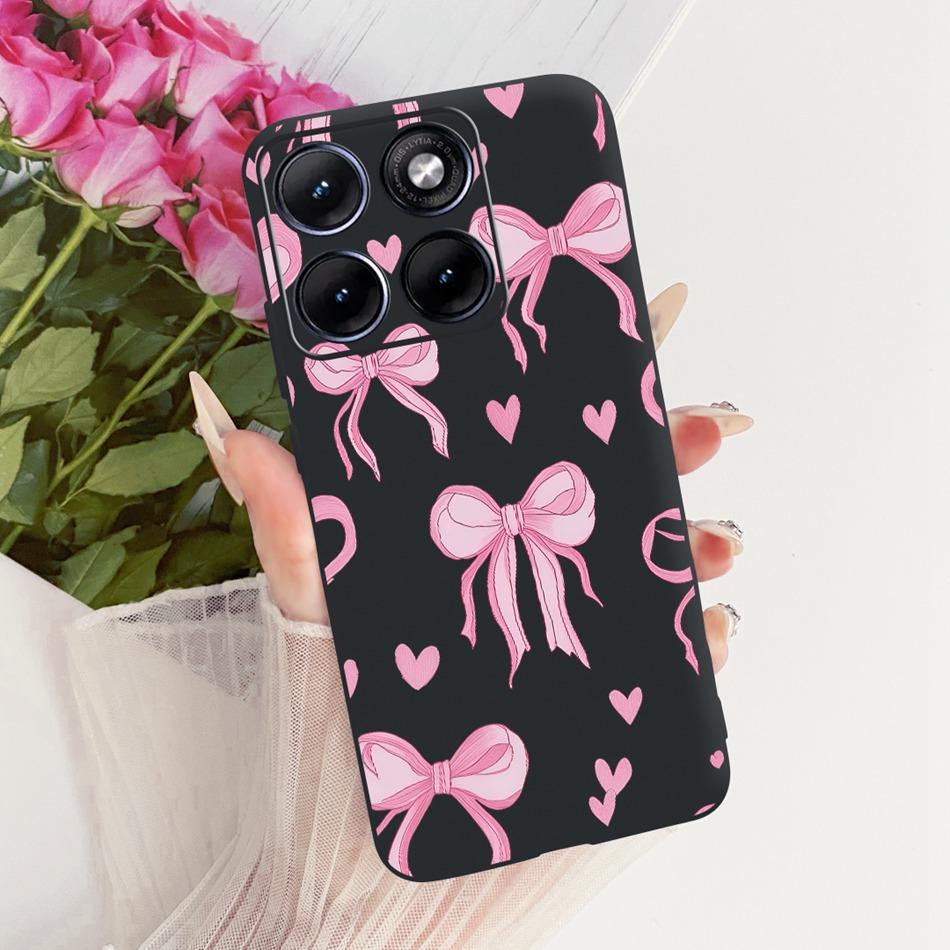 Für Motorola Edge 70 Fusion Niedliche Blume Schmetterling Katze Bemalte Hülle Für Motorola Edge70 Fusion 5G Schwarzes Silikon Weiche Handyhüllen