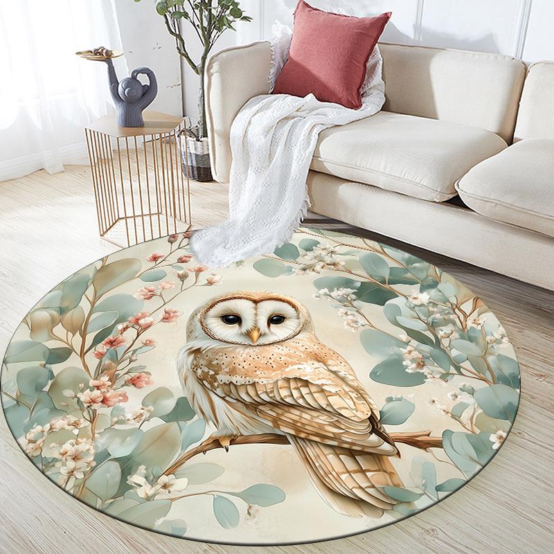 Leaf Bird,Round Area Rug,Carpet Rug for Living Room Bedroom Sofa Playroom Decor,Non-slip Floor Mat