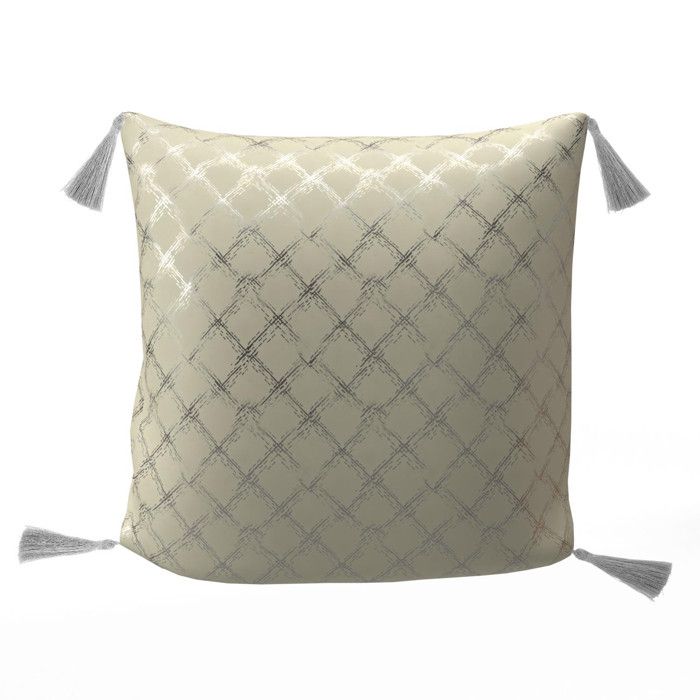 Coussin festif en pur coton 40x40 cm CELESTE argent, par Soleil d'Ocre