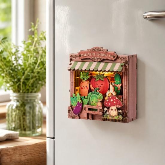 Mini Cute Refrigerator Magnets DIY 3D Puzzle Magnetic Building Blocks Assemble