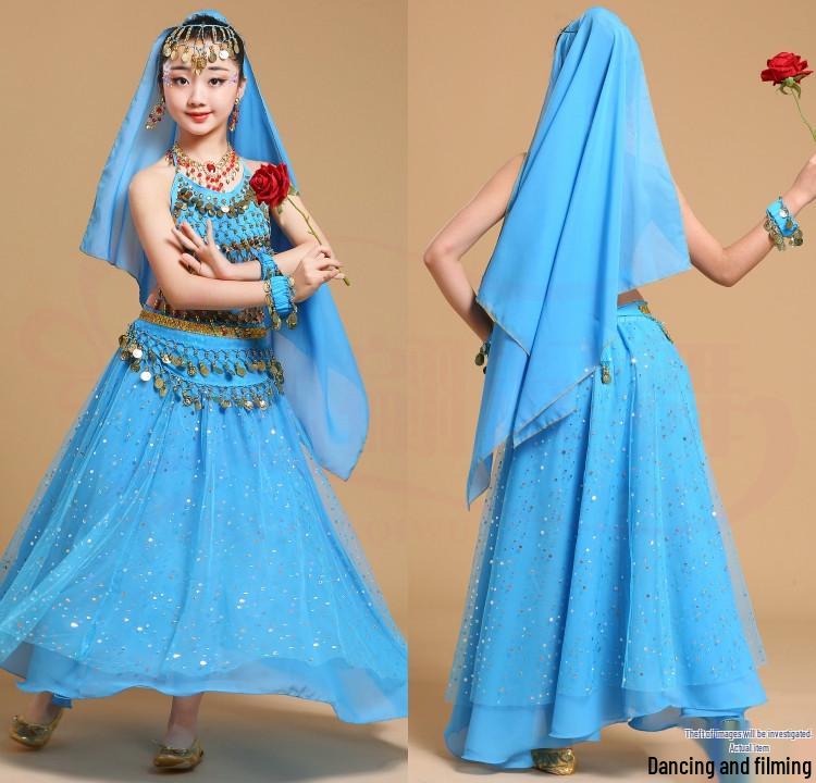 Children's Ethnic Dance Performance Costume - Toddler/Girls Belly Dance Outfit, Xinjiang Style