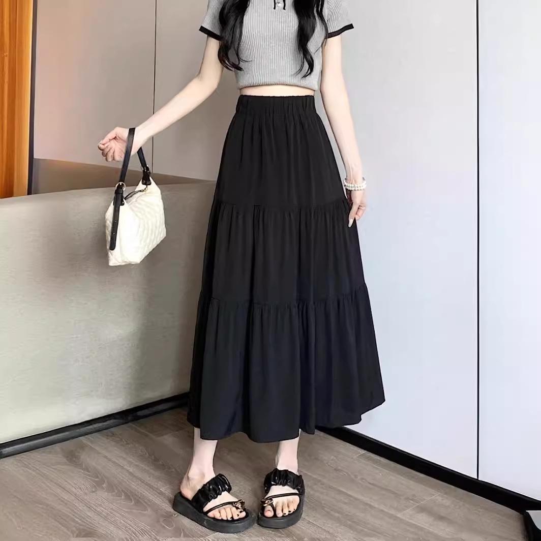 

Women s Petite Black & White Midi A-Line Skirt - Summer 2024 Collection, High-Waisted, Drapey Design XL білий