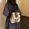 Deer Spot Fluffy Shoulder Bag Soft Plush Backpack Casual Drawstring School Bag  Autumn Winter