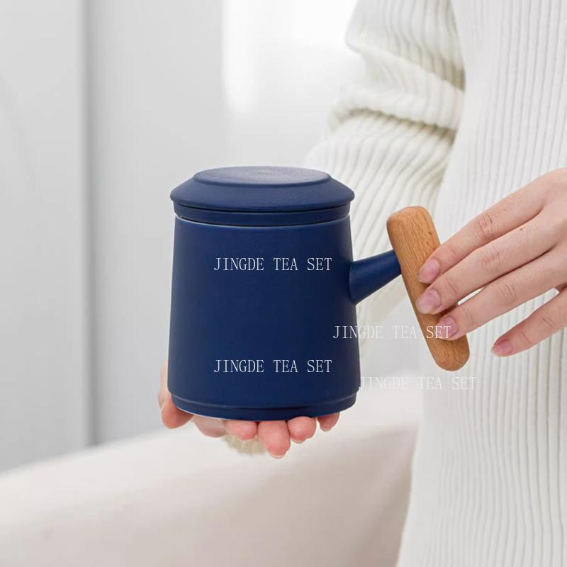 450ml Ceramic Mug Household Water Separation Cup Office Covered Filter Cup Tea Steeping Cup Drinking Utensils Teaset Accessories