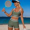 Conjunto de Maiô Feminino 2 Peças/Conjunto Tops Nadador Shorts Boxer Roupa de Banho até Meio da Coxa Esportes Aquáticos Praia Piscina Fonte Termal Maiô