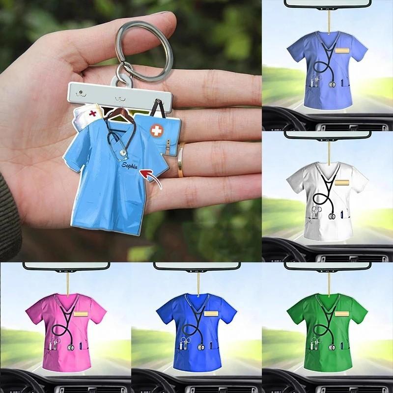 Whimsical Nurse Cartoon Uniform Acrylic Car Decor Hanging Accessory Perfect For Gifts