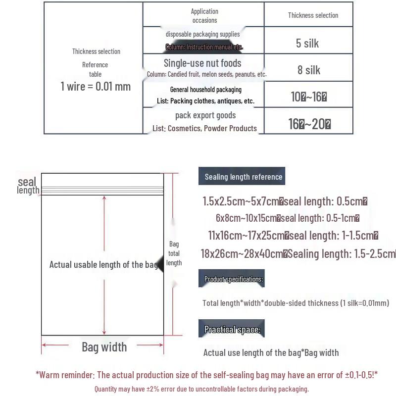 OEING Thickened Transparent Self-Sealing Bags