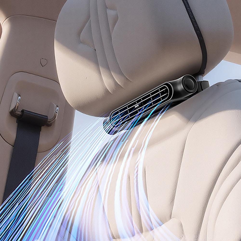Car Neck Cooler Rechargeable Car Seat Headrest Fan 3 Speeds Cooling Backseat Fan Summer Accessories for Sedan SUS RV Truck