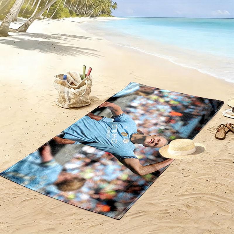 Erling Haaland Druck Strandtuch, Großes Weiches Schnelltrocknendes Handtuch für Strand Camping Schwimmen
