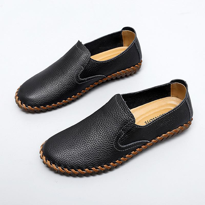 Summer new popular large size men's shoes leather stitching casual shoes men's first layer cowhide foot shoes
