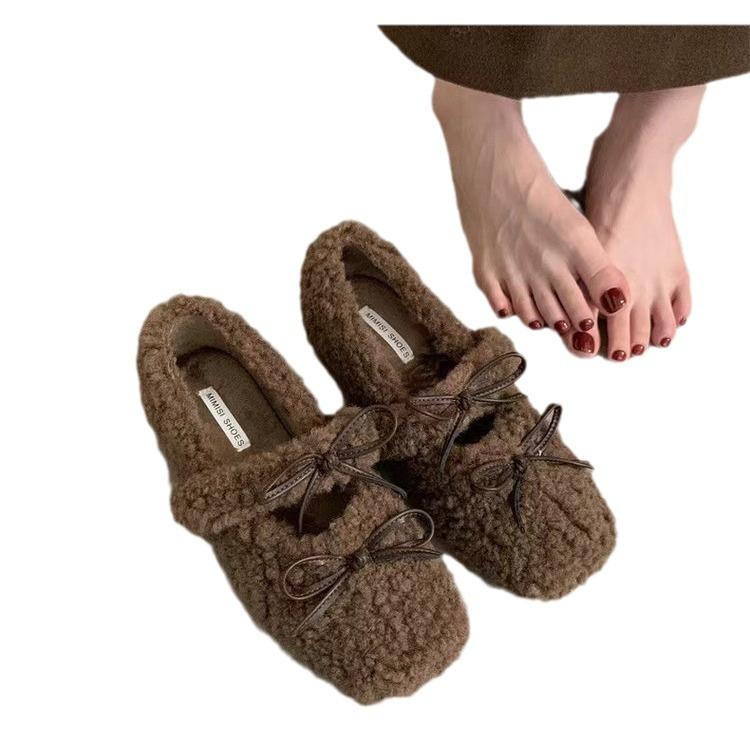 Inner heightening lamb wool shoes women's winter wear 2025 new Korean version fairy style gentle velvet Mary Jane single shoes