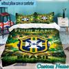 Custom Name Brazi Football Team 3PCS Bedding Set For Bedroom Dormitory,Including 1pc Duvet Cover And 2pcs Pillowcases Large size Fan gift