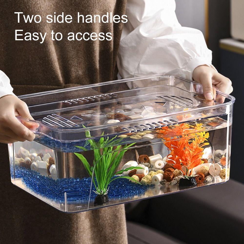 High Quality Transparent Fish Tank Plastic With Lid Fish Breeding Box Square Aquariums Table Decoration