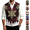 Herre V-hals Sweater med Store Knapper og Juleprint til Julefest og Afslappet Vintertøj