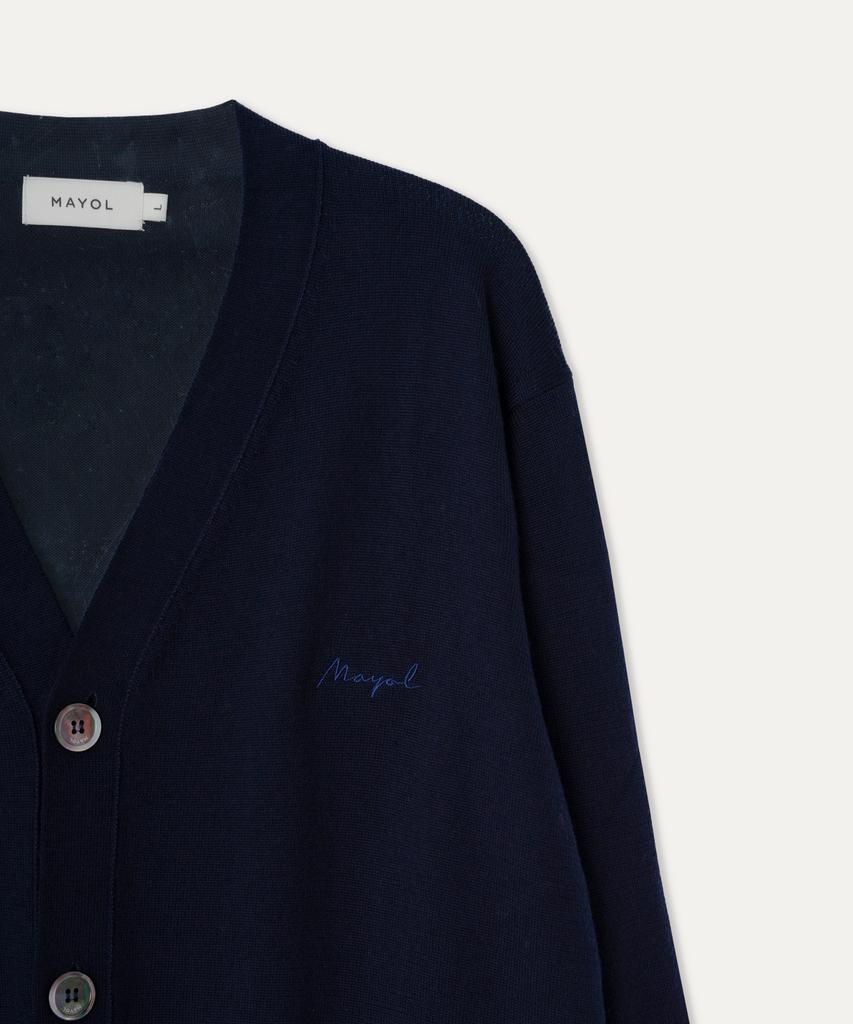 Mayol Lettering Embroidered Cardigan_Navy
