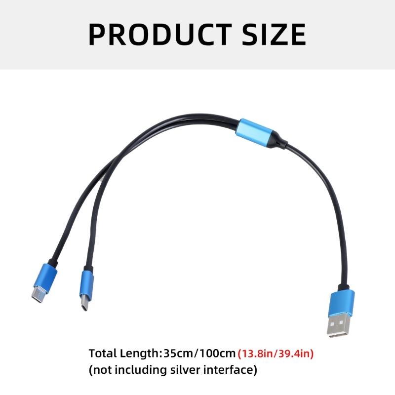 Double Type C Splitter Cable USB A To Type C Extension For Charging Two Devices Simultaneously With One Data Port